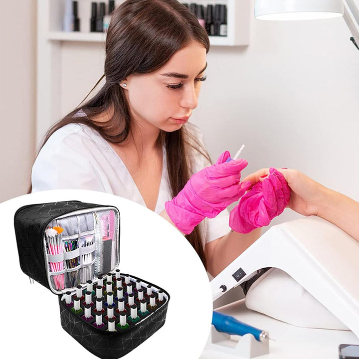 Makeup Bag, Double Layer Travel Bag, Nail Polish Organiser, Double Layer Design Nail Polish Holder C