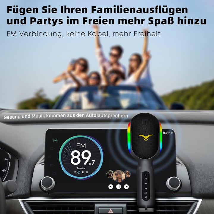 Karaoke Mikrofon, LED Drahtloses Bluetooth , Tragbare Kinder mit Musik Aufnahme, Begleitungsmodus, H