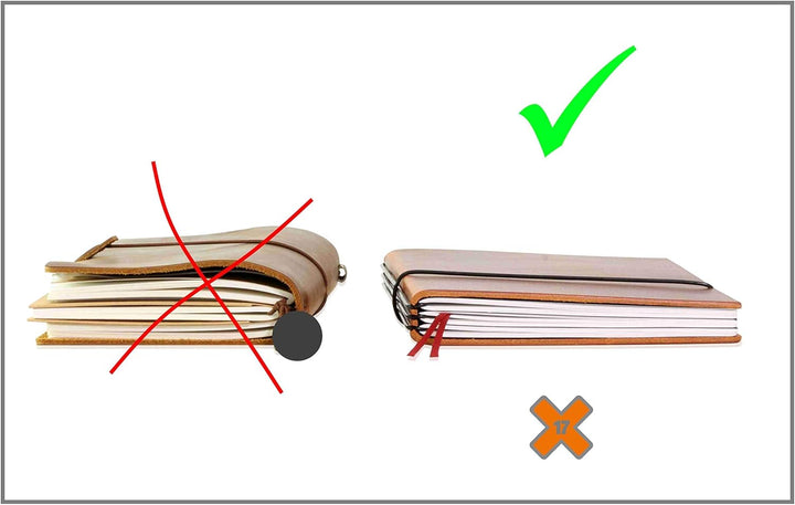 X17 Notizbuch A5, braun; aus recyceltem Leder. Austauschbare Notizhefte (blanko,kariert) mit Doppelt