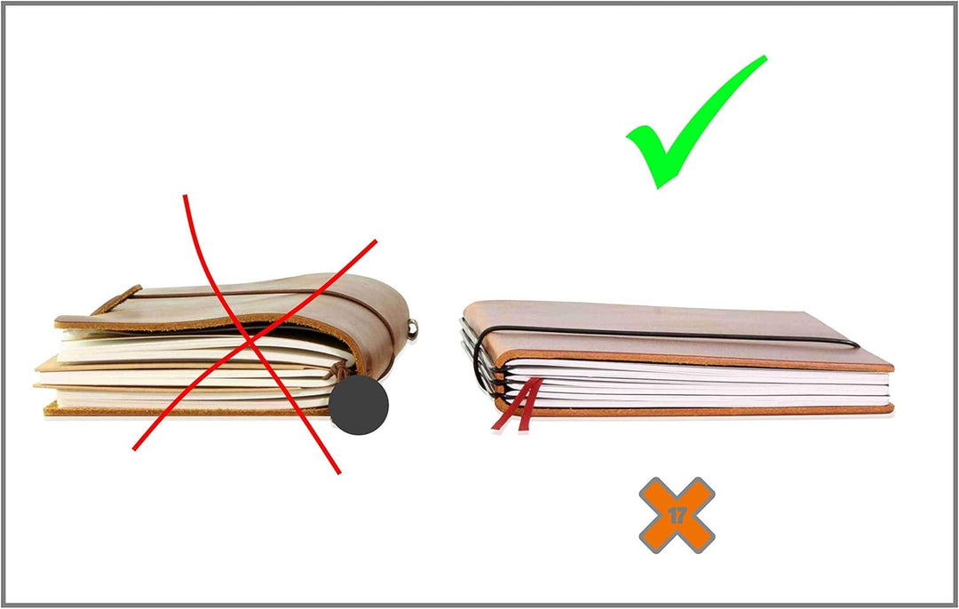 X17 Notizbuch A5+ Querformat, türkis/grün; aus recyceltem Leder. Austauschbare Notizhefte (blanko,ka