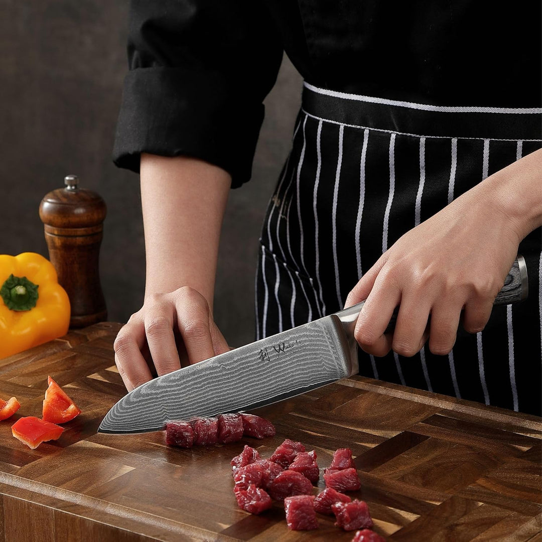 Wakoli Edis 3er Damastmesser-Set mit Klingenlängen von 8 cm bis 18 cm extrem scharf aus 67 Lagen I S