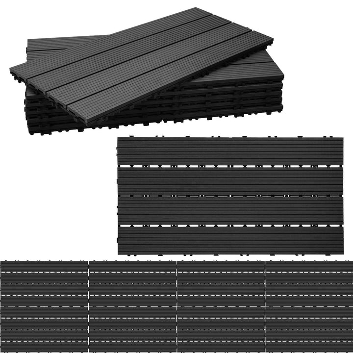 Gimisgu Terrassenfliesen WPC Fliesen, 30x60 cm Holzoptik Klickfliesen Balkonfliesen Klicksystem Terr