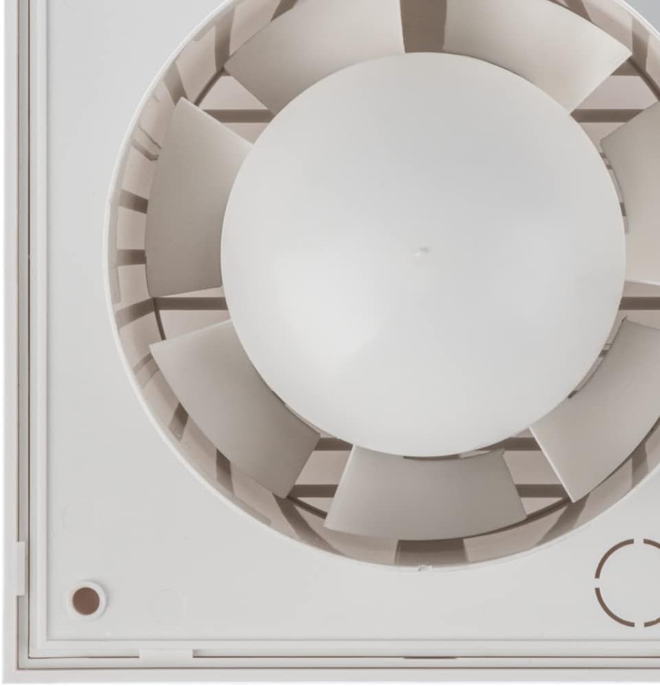 Ø 100mm Bad-Lüfter mit Feuchtesensor und Timer mit Weiss Front, Leise Ventilator Feuchtigkeitssensor