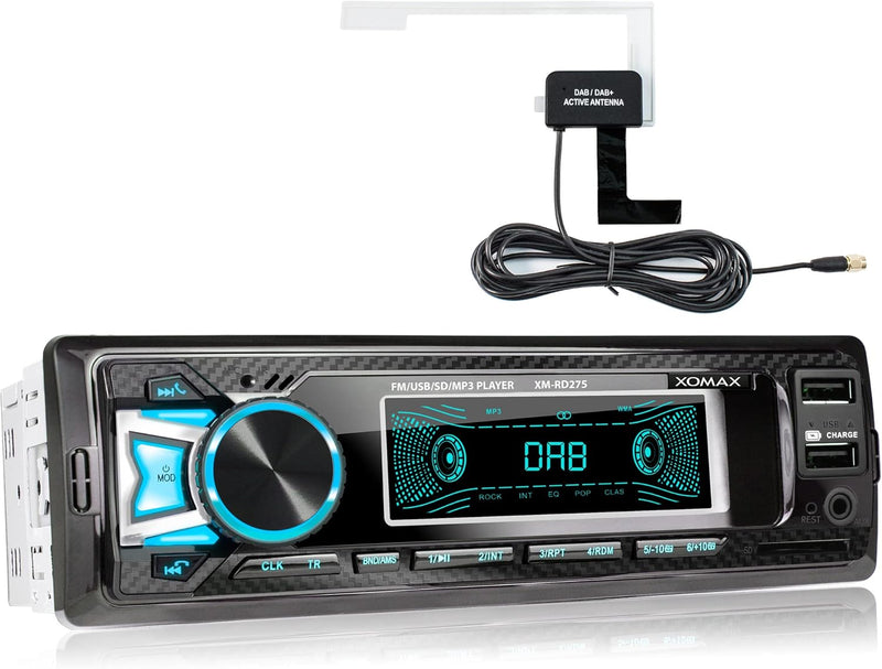 XOMAX XM-RD275 Autoradio mit DAB+ Tuner und Antenne I FM RDS I Bluetooth Freisprecheinrichtung I USB