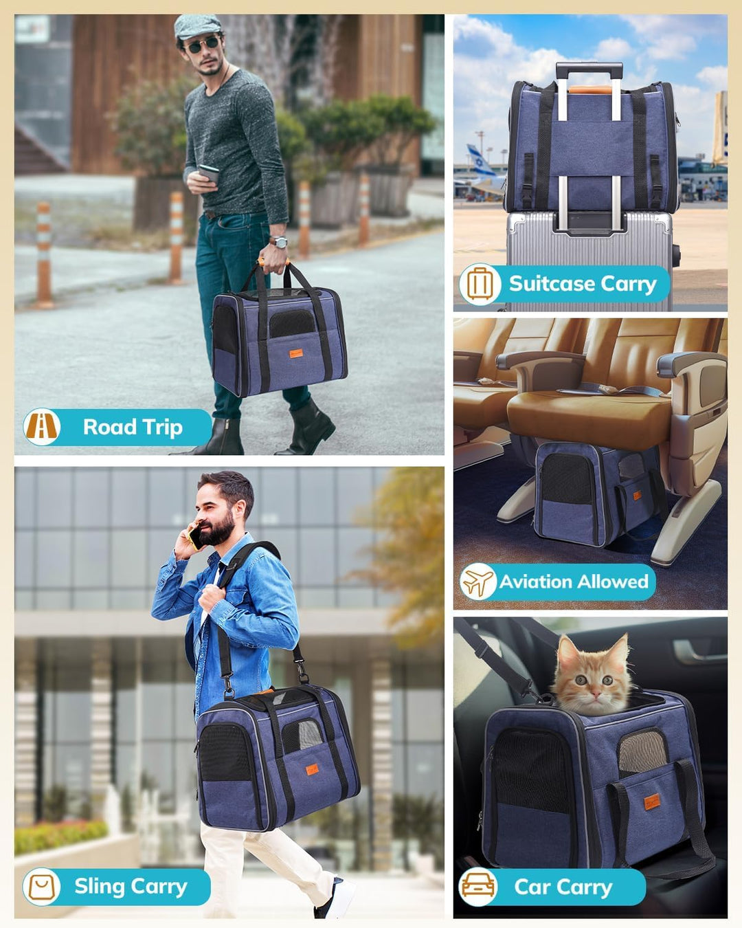 Morpilot Hundetasche Transportbox, Atmungsaktive und Faltbare Hundebox, Katzen transportboxen mit Ve