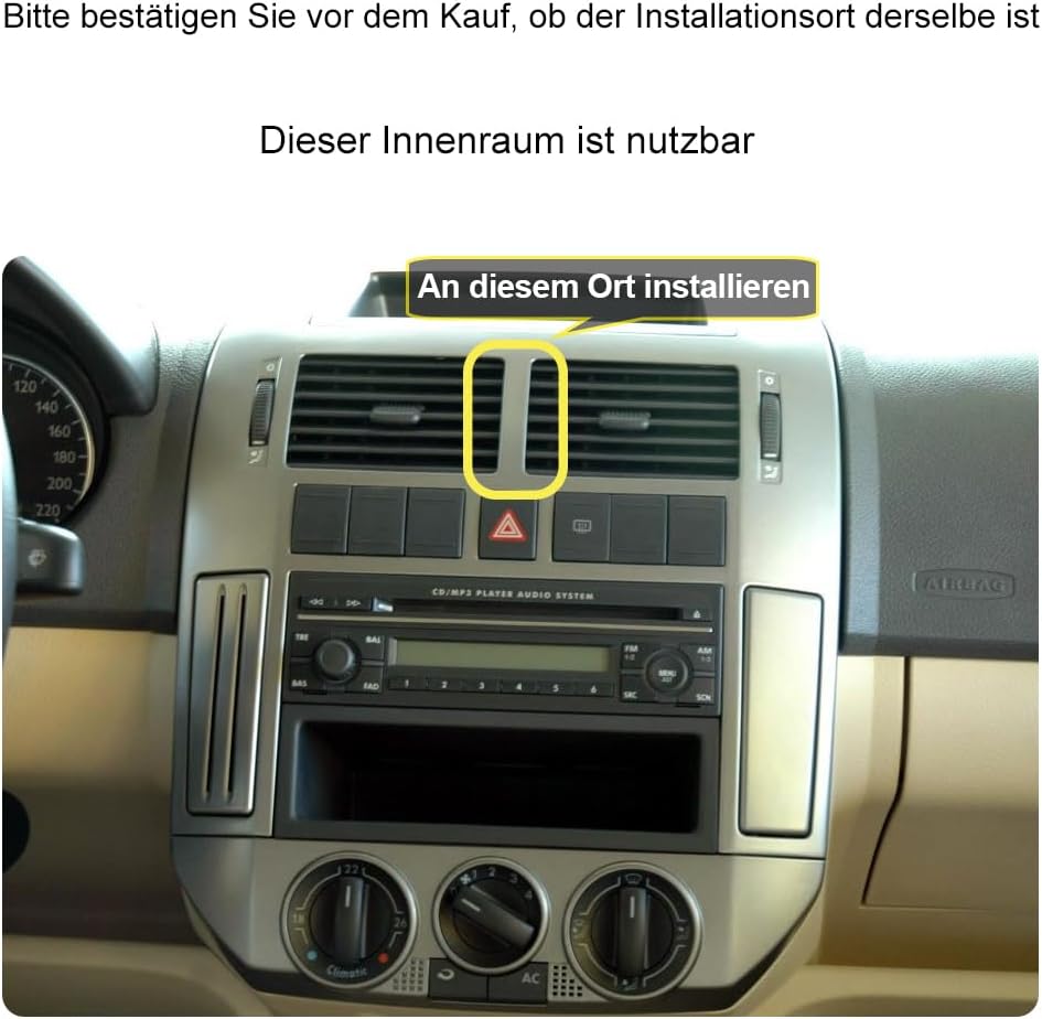Auto Handyhalterung für Volkswagen Polo Auto Zubehör [Nur Kompatibel mit 2001-2009 VW Polo IV] 360°