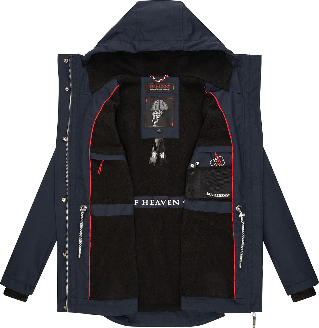 MARIKOO Damen Leichter Übergangsparka mit Kapuze Babetaa Prc XS Navy, XS Navy