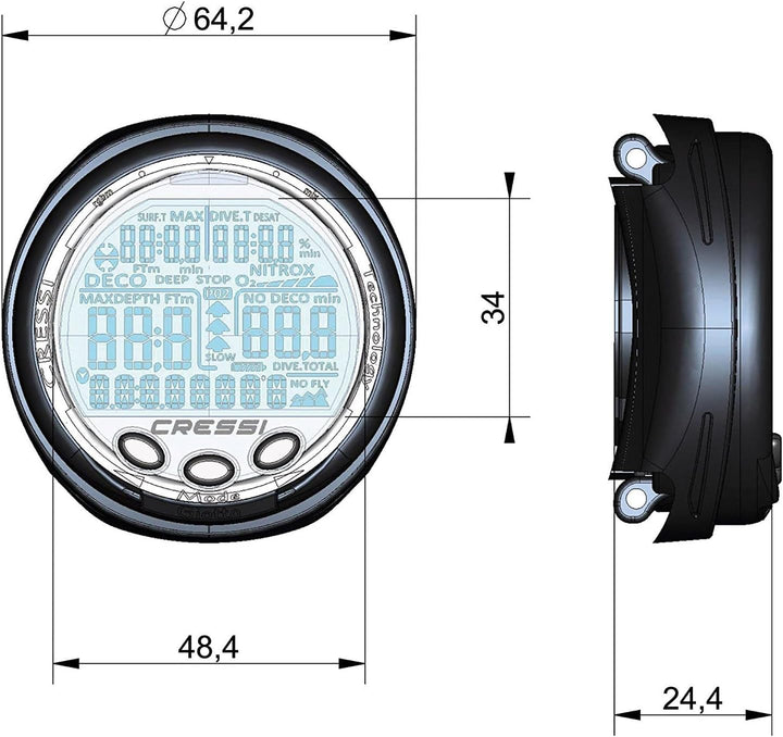 Cressi Giotto Diving Computer Premium Tauchcomputer One Size Schwarz/Rosa Single, One Size Schwarz/R