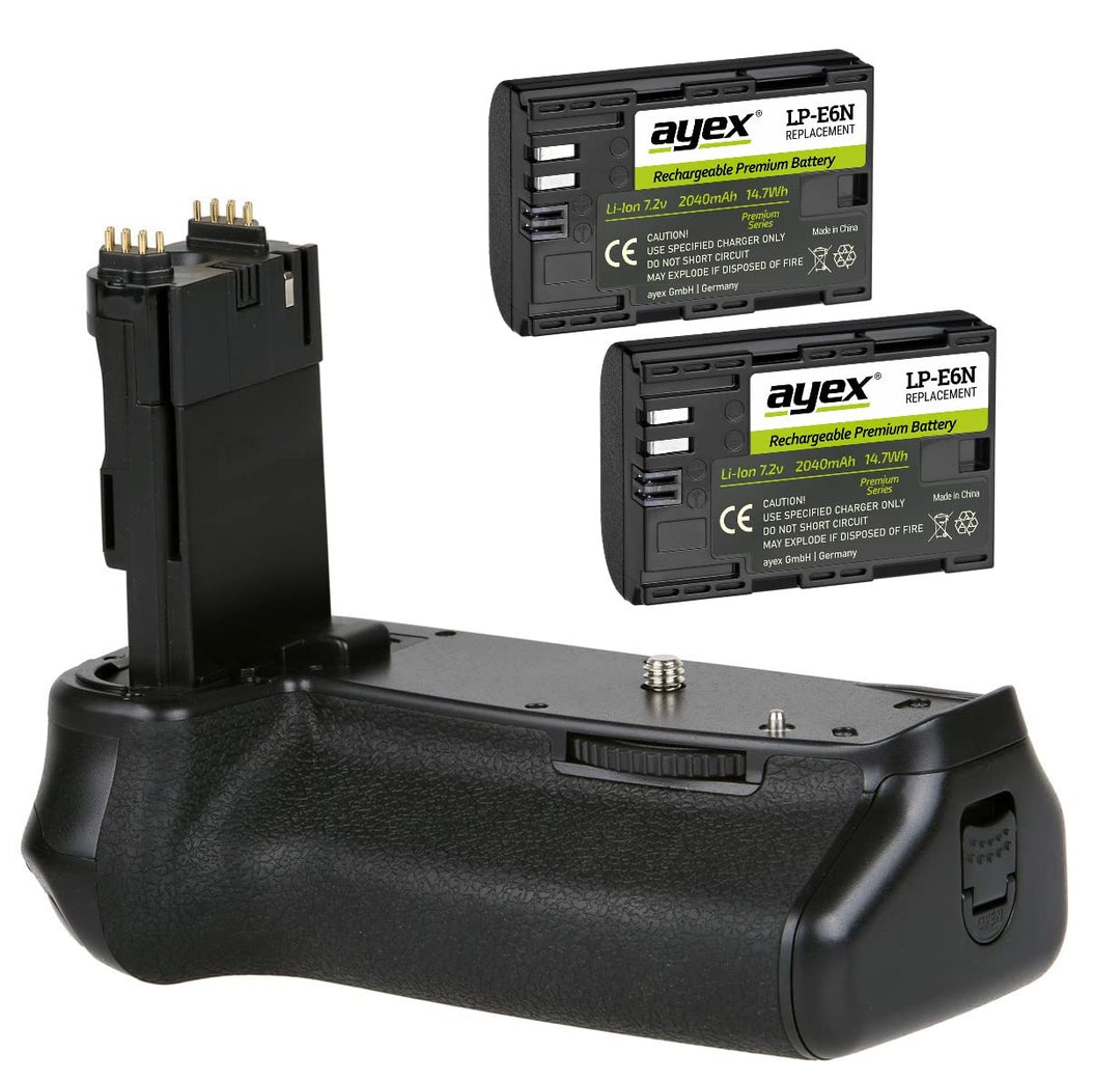 ayex Batteriegriff Kompatibel mit Canon EOS 6D Mark II wie BG-E21 + 2X LP-E6N Akku optimal zum fotog