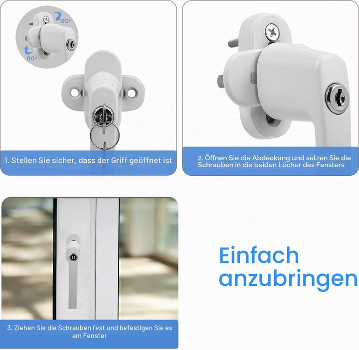Sonnewelt 20x Abschliessbar Sicherheitsfenstergriff, Fenstergriff Aluminium, kindersicherung mit Sch