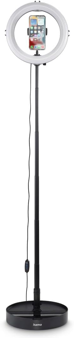 Hama LED RGB Ringlicht mit Stativ Handy faltbar 10,2“ Ringleuchte, 26,5 cm Durchmesser, Tisch Stativ