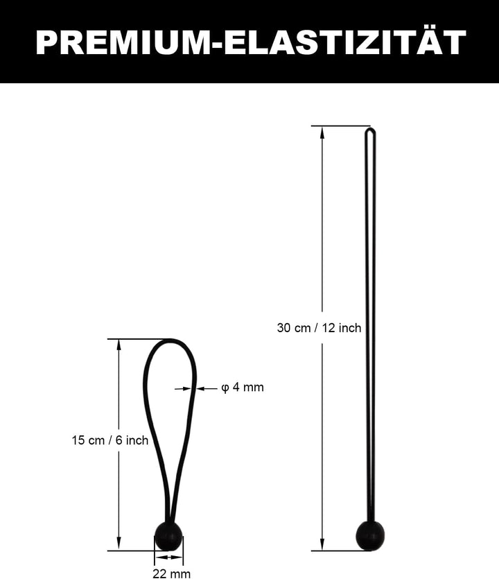 WMZOBH Spanngummis mit Kugel 50 Stück, Planenspanner mit Kugel 15cm, Spanngummi Kurz, Zelt Gummispan