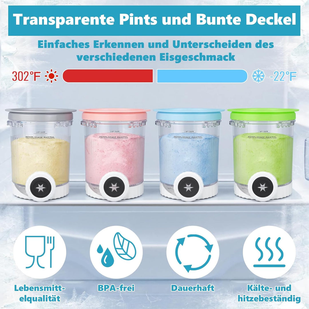 Nepfaivy Behälter für Ninja Swirl by Creami - 4er-Set Eiscremebecher und Deckel Kompatibel mit Ninja
