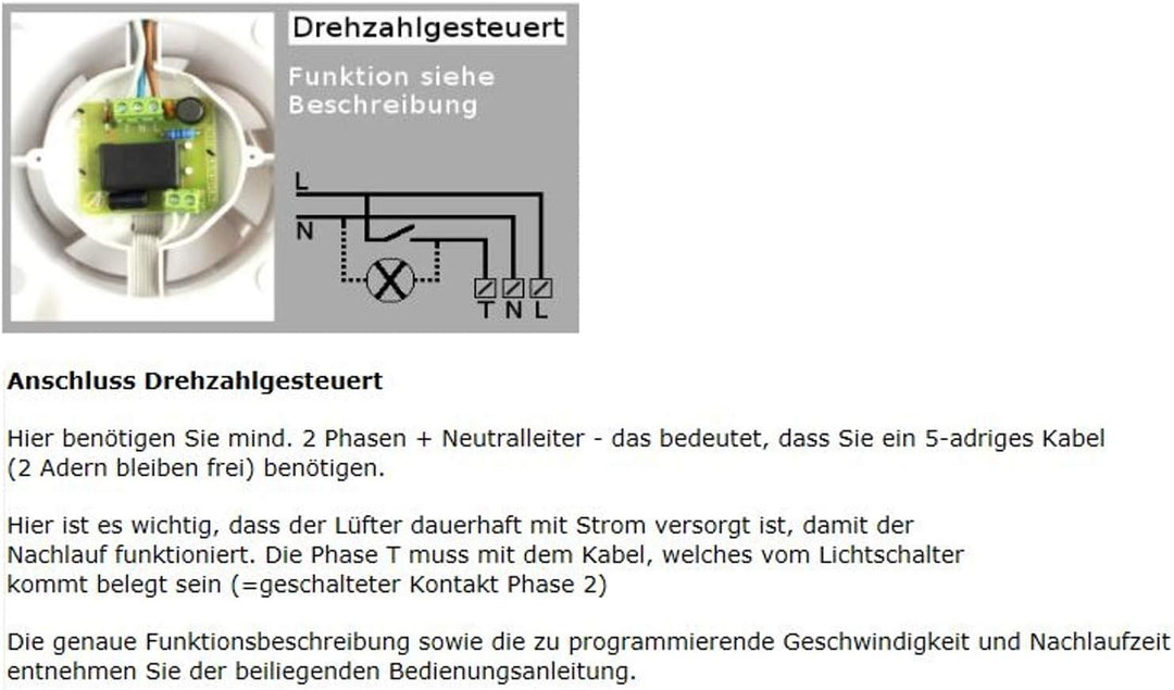 VONLIS Badlüfter Ventilator Lüfter Badezimmer WC Be- Entlüftung Abluft Ø 100 mm weiss Drehzahlgesteu