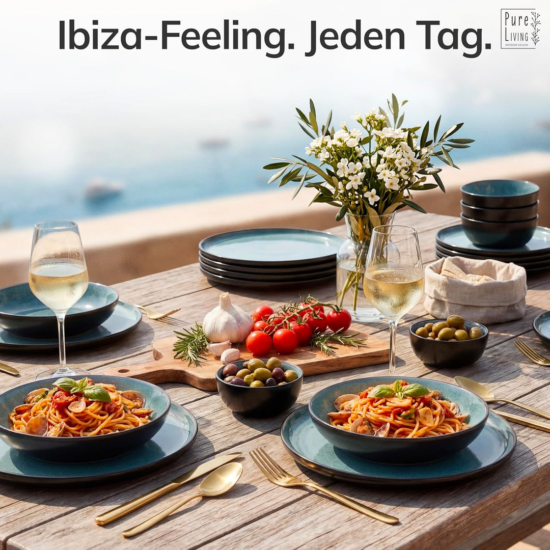 Steingut Servier Teller Gross Ibiza TESTSIEGER, Traumhafte Mediterrane Steingut Servierplatte, Servi