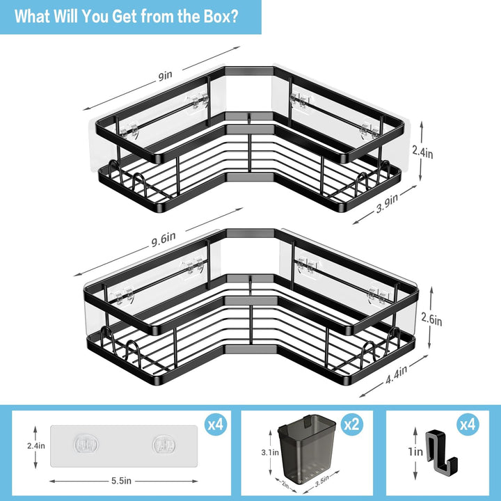 FINIBO Duschablage Ohne Bohren, 2 Stück Selbstklebend Eckregal Badezimmer Organizer, Duschregal Edel