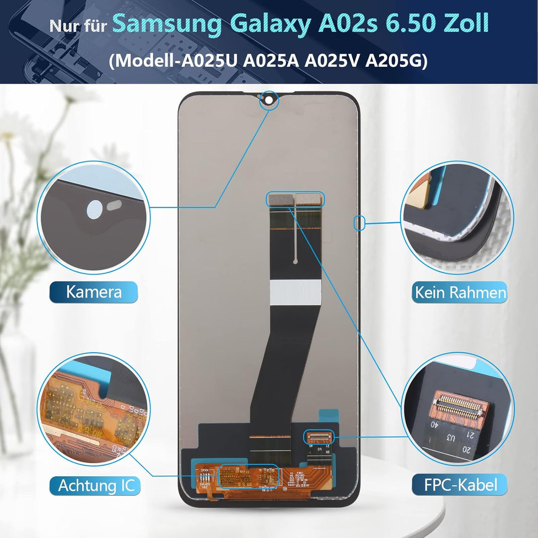 RongZy Display für Samsung Galaxy A02s A025U A025A A025V A205G LCD Bildschirmersatz Digitizer Touchs