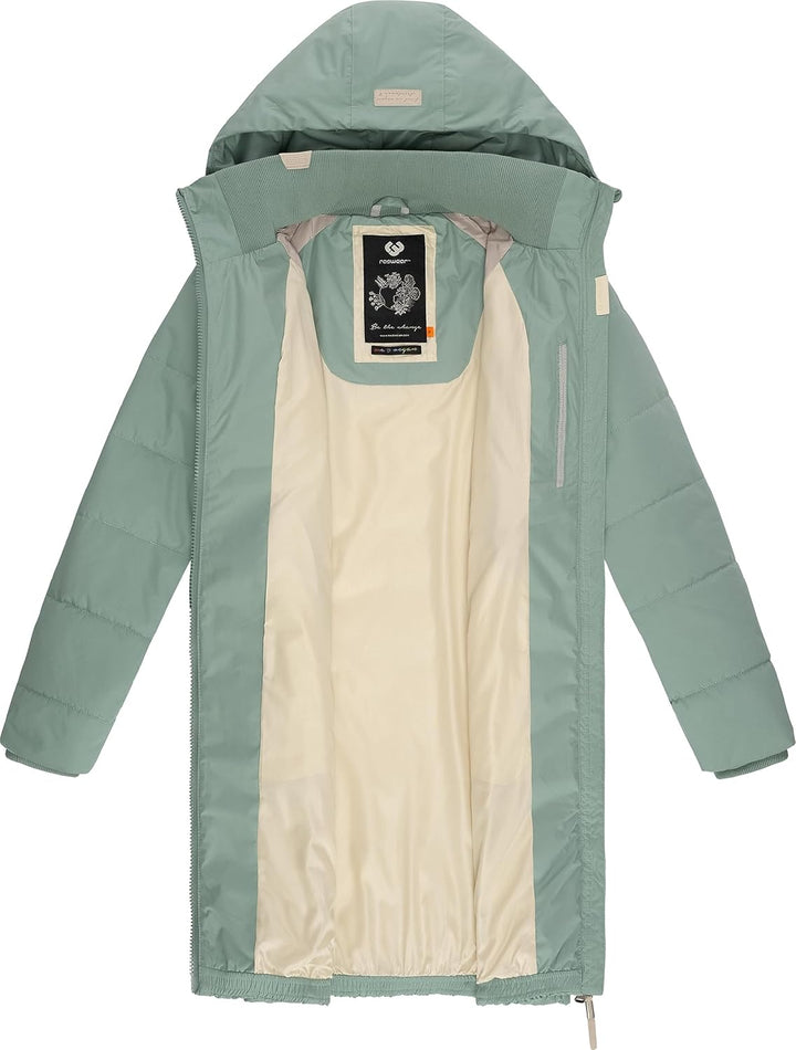Ragwear Damen Wintermantel warmer Steppmantel lang mit Kapuze Dizzie Coat XS-6XL S Dusty Green23, S