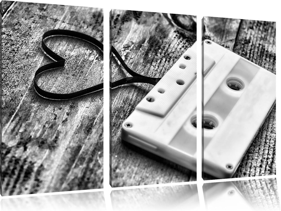 Pixxprint Retro Kasetten als Leinwandbild/Grösse: 3 Teilig (120x80) / Wandbild/Kunstdruck/fertig bes