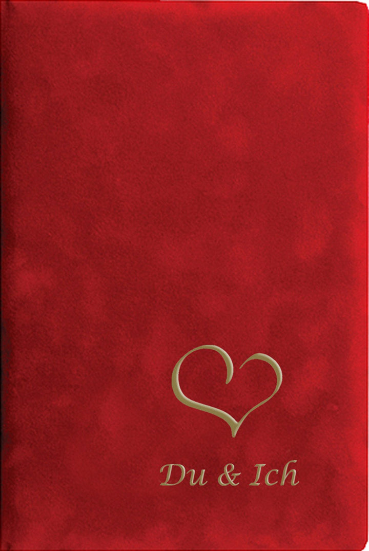 Stammbuch DU & ICH, tomtenrot, Velours, Herzrägung Gold, Stammbuchformat, das Buch für Alle (60002R)