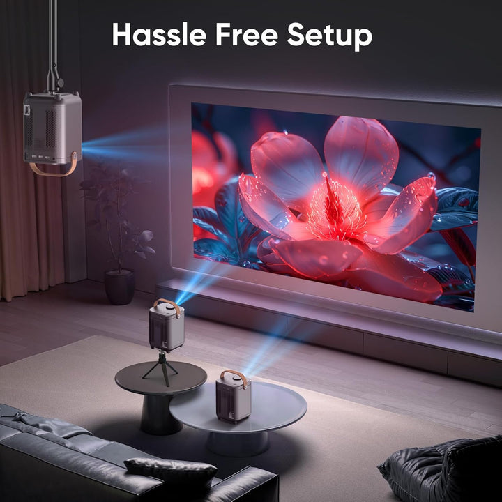 Beamer, Elektrischer Fokus/Auto Trapezkorrektur WiFi 6 BT5.2 Mini Beamer 4K Full HD 1080P Unterstütz