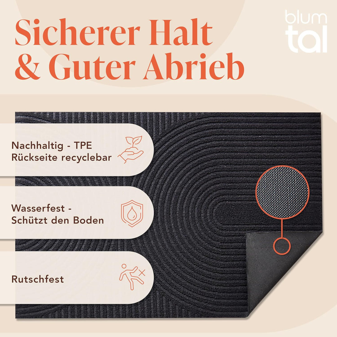 Blumtal Fussmatte 60x90 cm - rutschfeste Schmutzfangmatte - Fussabtreter mit Muster - Fussmatten Hau