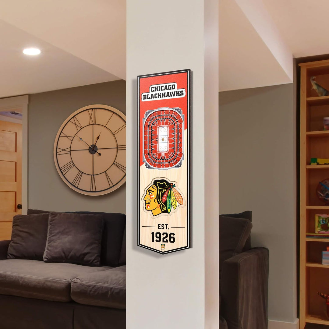 YouTheFan NHL 3D Stadion Banner 6 x 19 Zoll Chicago Blackhawks, Chicago Blackhawks