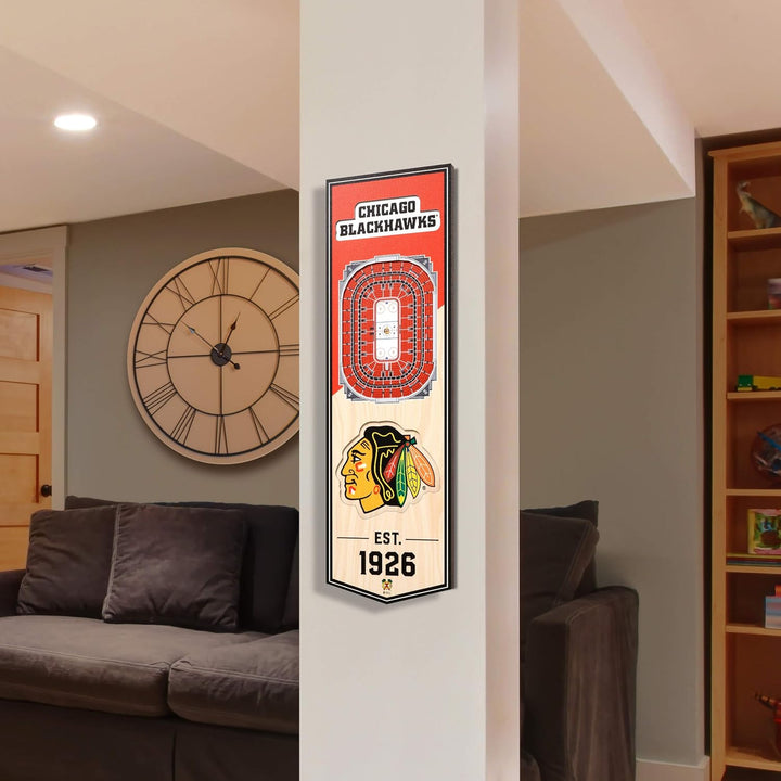 YouTheFan NHL 3D Stadion Banner 6 x 19 Zoll Chicago Blackhawks, Chicago Blackhawks