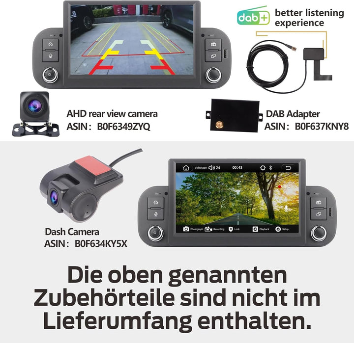 Linux Autoradio Blitzstart für FIAT Panda 2013-2020 | Plug & Play | Wireless CarPlay/Android Auto/Bl