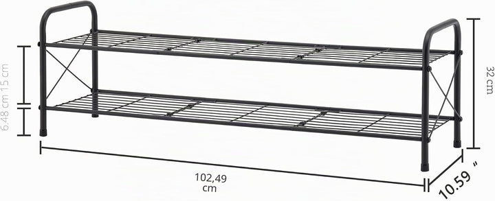Hoctieon Schuhregal im Netz-Stil mit 2 Ebenen, Schuhregal für den Eingangsbereich, Schuhaufbewahrung