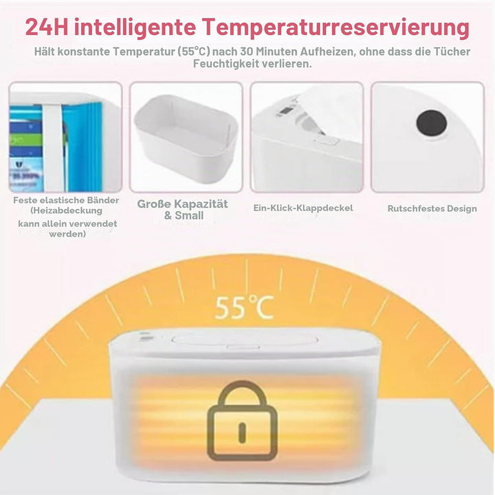 Einstellbar 40 ℃ - 60 ℃ Wischtuchwärmer,Wischtuchwärmer Für Babys, 3 Temperaturmodi Baby-Feuchttuchs