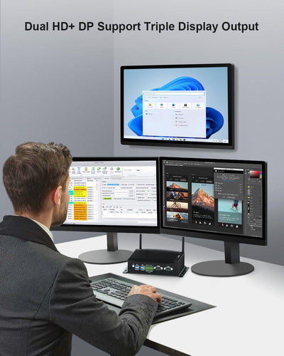 WEIDIAN Lüfterloser Mini PC Win 11, Lüfterloser PC i7, Industrie PC Core i7-10810U, 32GB DDR4 RAM, 1