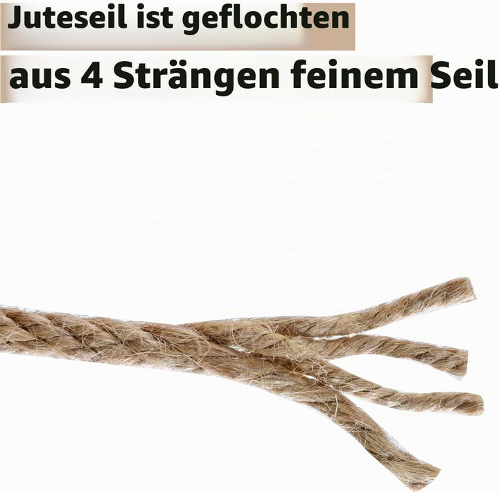 Juteschnur, Juteseil 8mm 20M Kordel Natur Hanfseil für Garten Schnur Paketschnur Pflanzen Kordel Bas