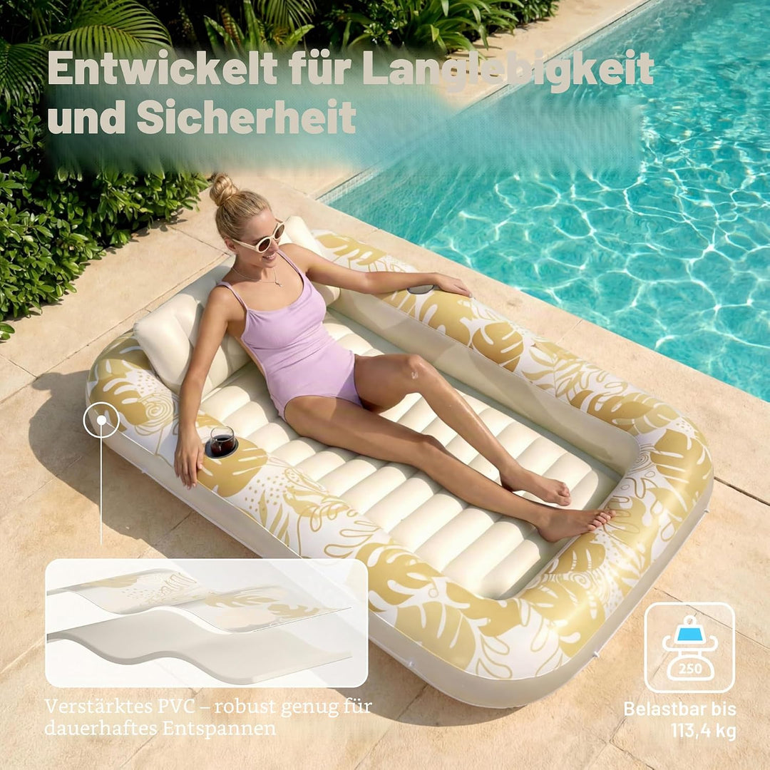 SLOOSH Aufblasbare Tanning Pool, 70" x 46"/ 85" x 57" Grosse aufblasbarer Luftmatratze für Erwachsen