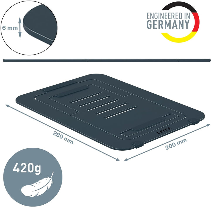 Leitz Aluminium Ultra-Flacher Verstellbarer Laptopständer, Extra leicht, faltbar & ergonomisch, 5 Hö