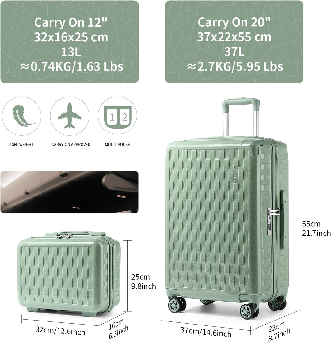 Sea choice Handgepäck Koffer Trolley Kofferset 2 Teilig Kabinengepäck mit Kosmetiktasche Eckenschutz