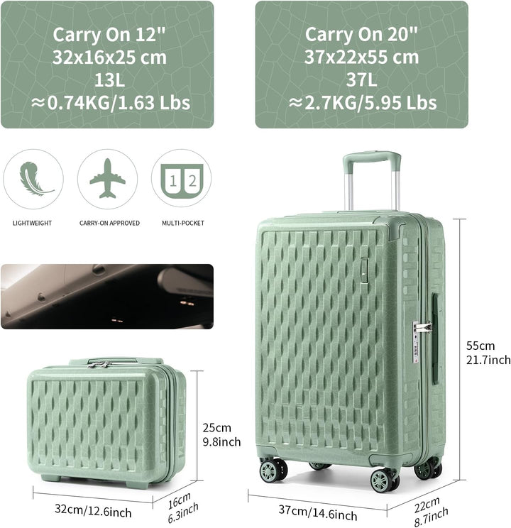 Sea choice Handgepäck Koffer Trolley Kofferset 2 Teilig Kabinengepäck mit Kosmetiktasche Eckenschutz