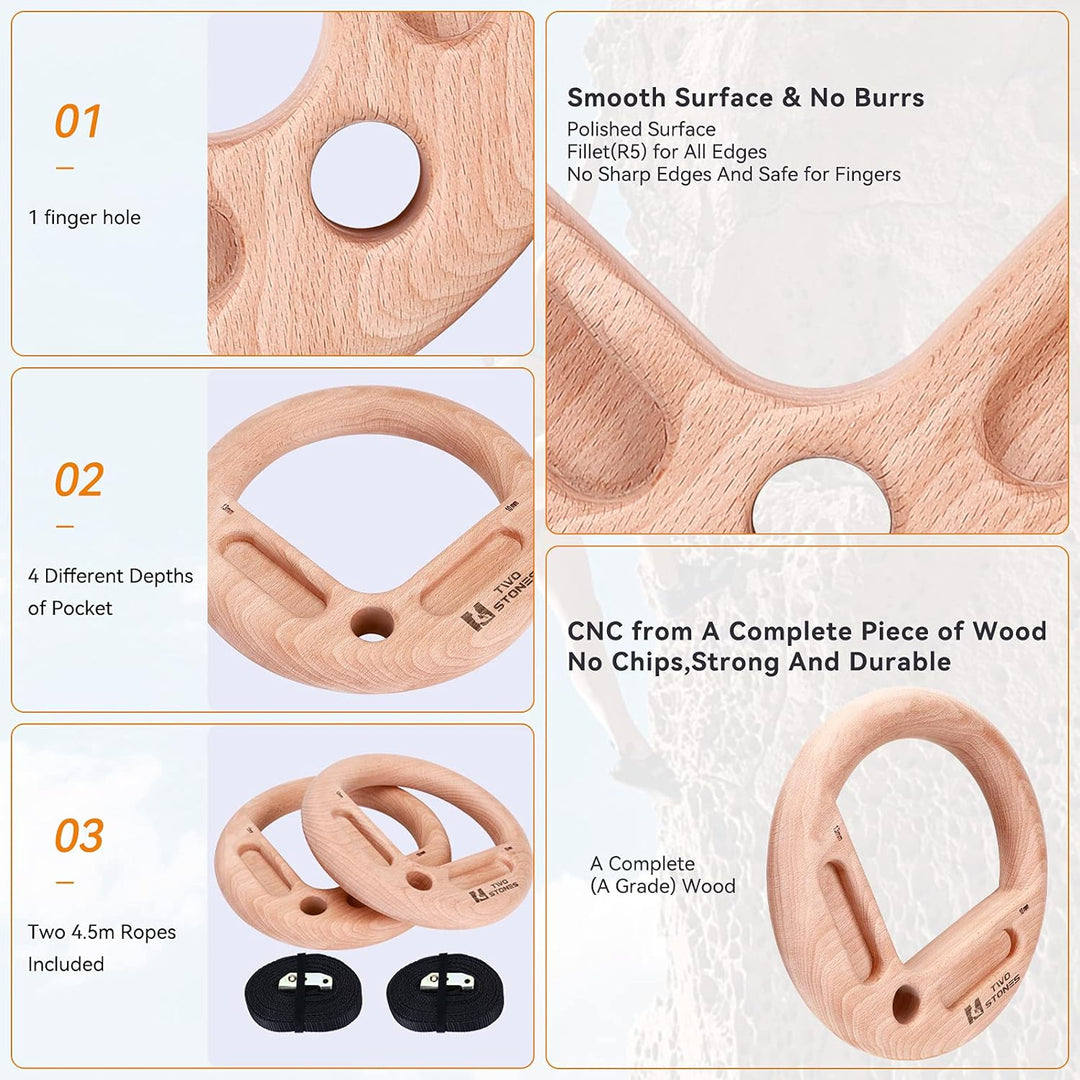 TWO STONES Tragbares Griffbrett als Klettertraining Boards mit Kanten und Taschen, Tragbares Kletter