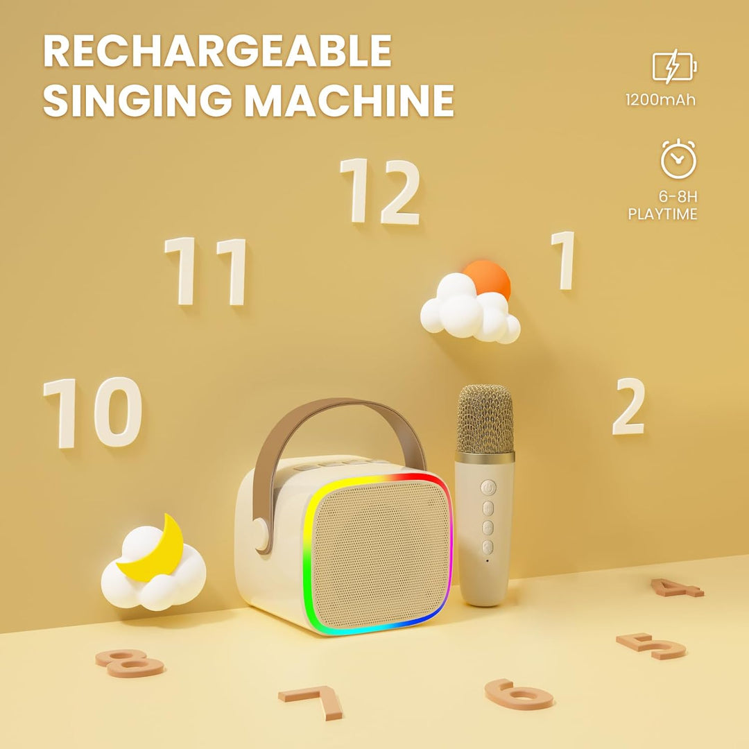BONAOK Mikrofon Karaoke Maschine 2 Mikrofon, Bluetooth Karaokemaschinen für Kinder Erwachsene, Tragb