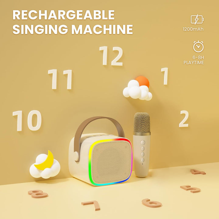 BONAOK Mikrofon Karaoke Maschine 2 Mikrofon, Bluetooth Karaokemaschinen für Kinder Erwachsene, Tragb