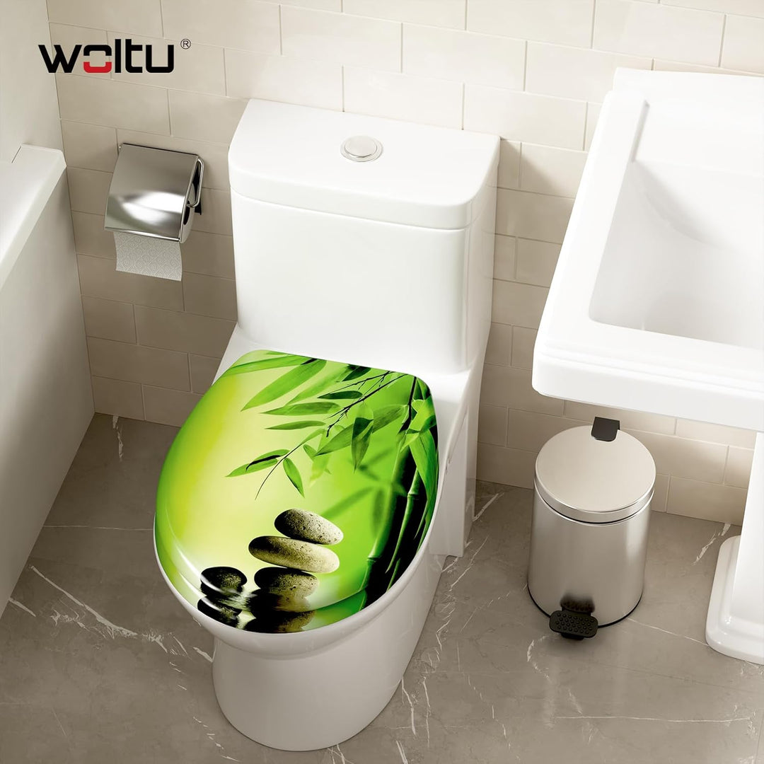 WOLTU WC Sitz mit Absenkautomatik,Toilettensitz Motiv, Toilettendeckel aus Duroplast, Stable Klodeck