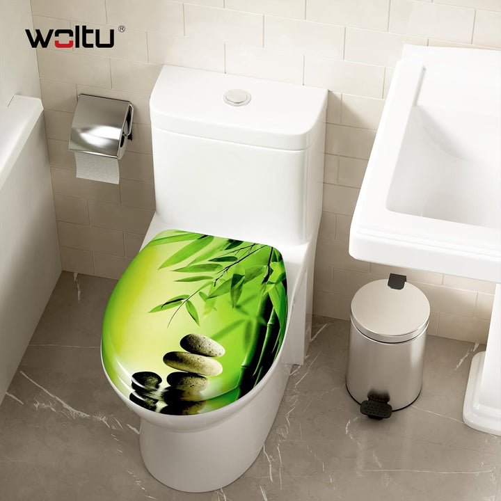 WOLTU WC Sitz mit Absenkautomatik,Toilettensitz Motiv, Toilettendeckel aus Duroplast, Stable Klodeck