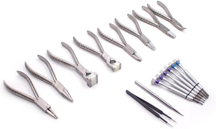 Toplionace Professionelles Brillenreparatur-Werkzeugset， 8 Zangen + 6 Schraubendreher mit Etui Zur O