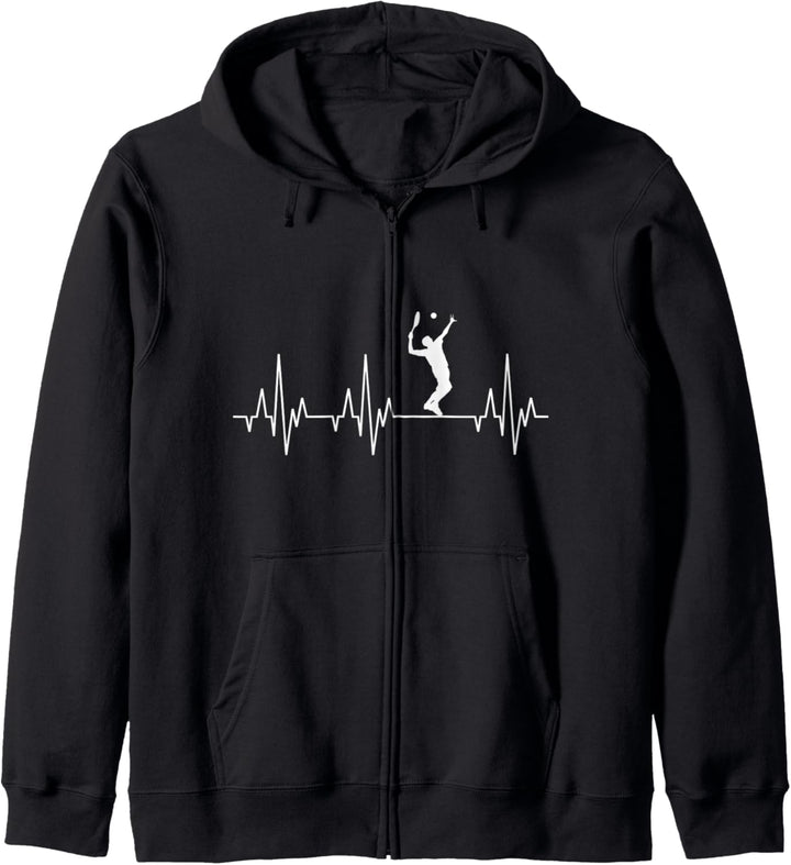 Tennis Herzschlag Tennisspieler Tennisschläger Tennisball Kapuzenjacke
