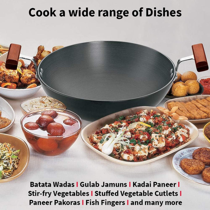 Futura Hard Anodised Round Bottom Deep-Fry Pan(22cm/1.5 Litres)