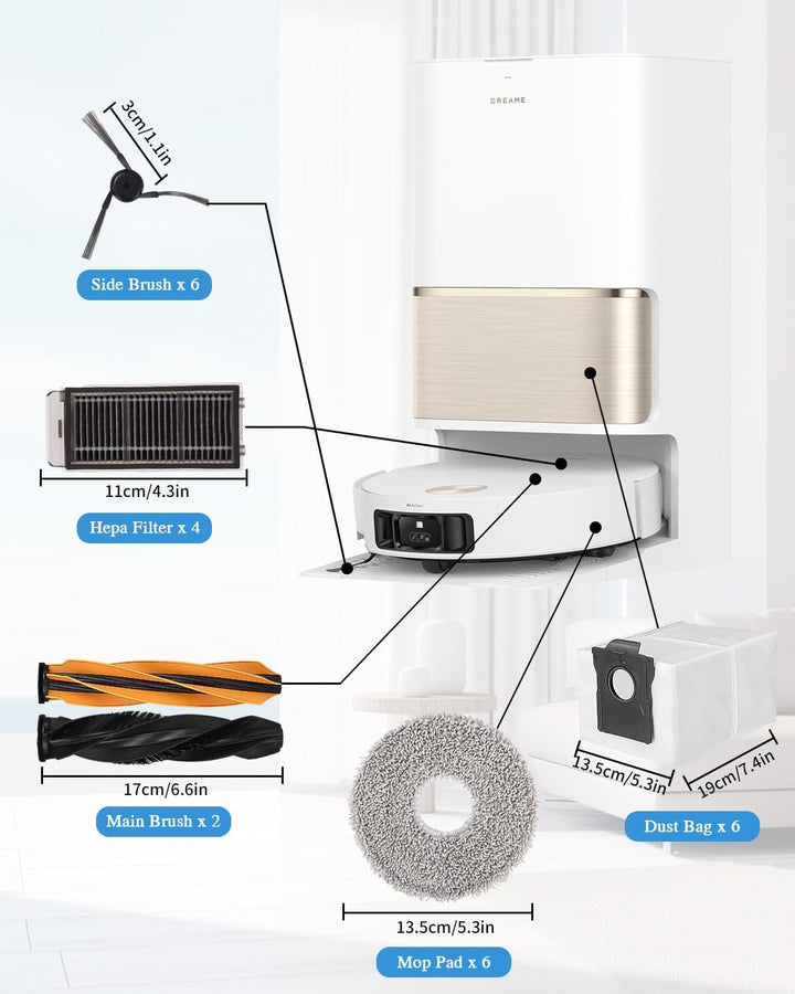 Zubehörset für Dreame X50 Ultra Complete//L50 Pro Ultra/X50 Master Saugroboter, 2 Hauptbürste, 4 Fil
