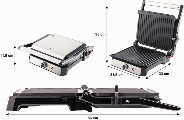 Kontaktgrill 2000W, Elektrogrill 2in1 Kontaktgrill &amp; Tischgrill, Panini Grill mit Antihaftplatten, T