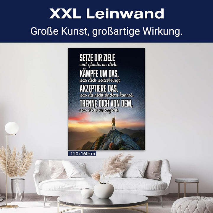 wandmotiv24 Motivations Motiv als Leinwandbild, 40x30cm, Hochformat, Motivation, setze dir Ziele, Be