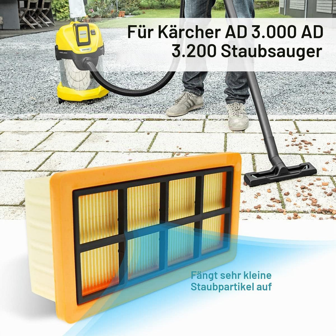 WuYan 2 Stück Flachfaltenfilter Für Kärcher AD 4 Premium Filter KFI 7420 Staubsaugerfilter für Kärch