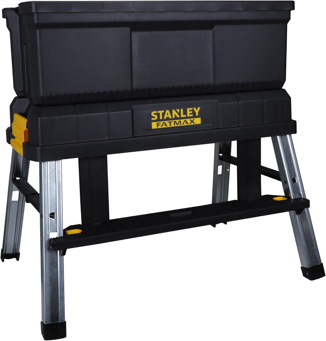 STANLEY Tools FatMax Werkzeugtrage mit Tritt (innovatives 3-in-1 Design: Aufbewahrung, Tritt und erh